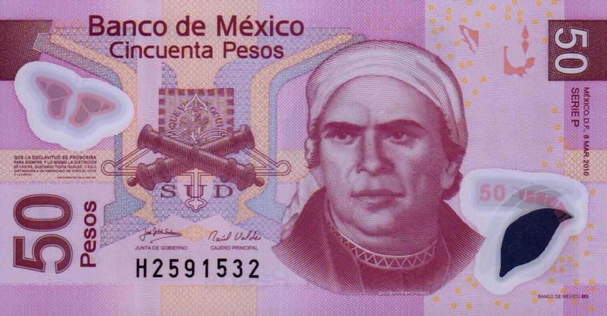 Front of Mexico p123p: 50 Pesos from 2010