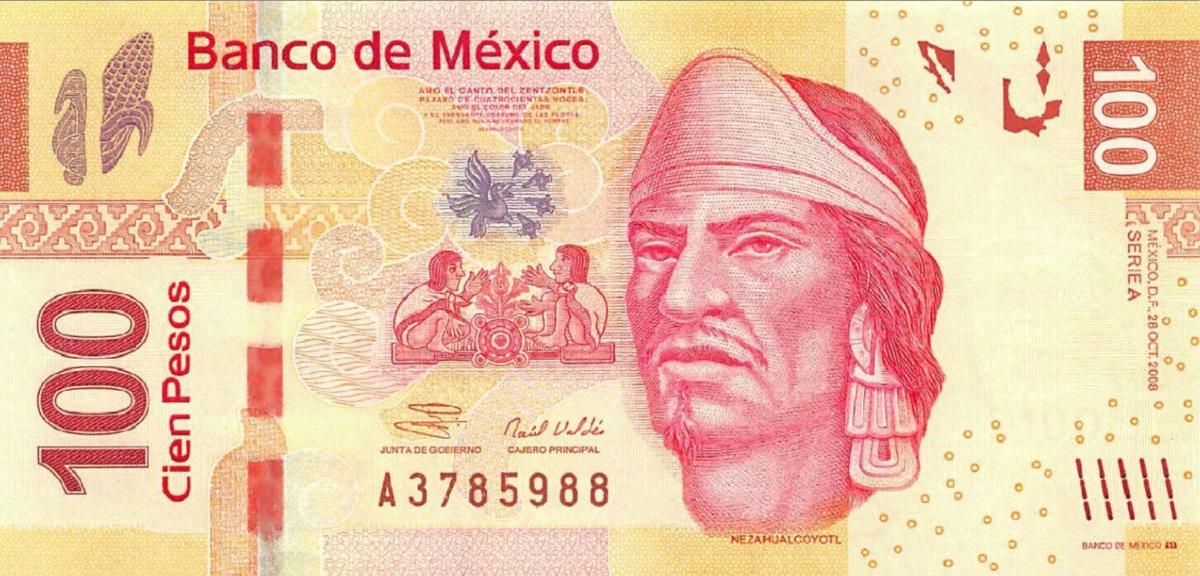 Front of Mexico p124a: 100 Pesos from 2008