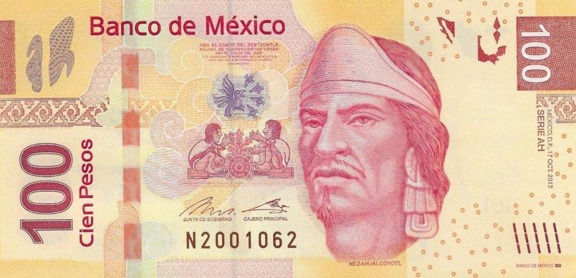 Front of Mexico p124ah: 100 Pesos from 2013