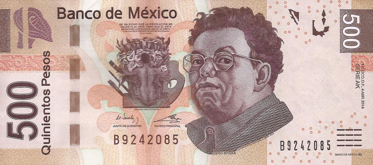 Front of Mexico p126ak: 500 Pesos from 2014