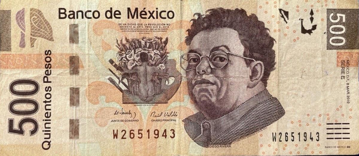 Front of Mexico p126e: 500 Pesos from 2010