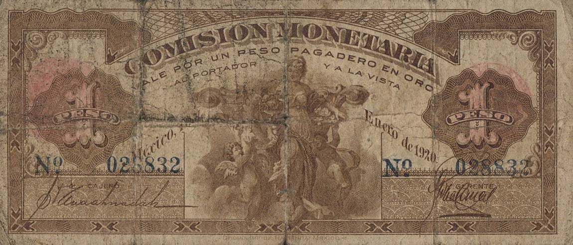 Front of Mexico p17: 1 Peso from 1920