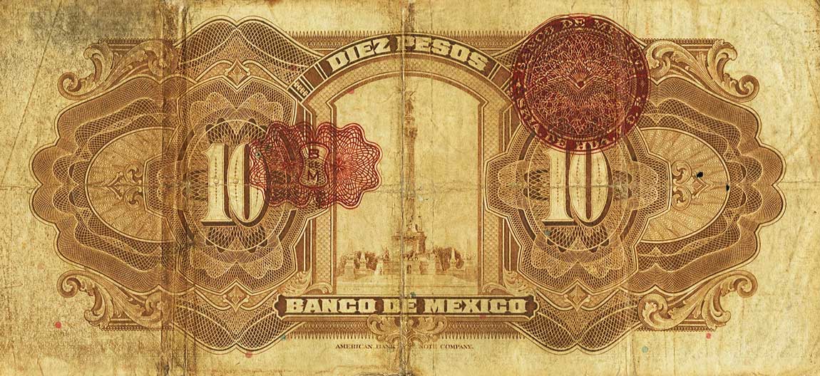 Back of Mexico p22e: 10 Pesos from 1933