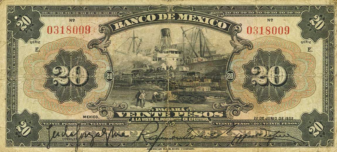 Front of Mexico p23d: 20 Pesos from 1932