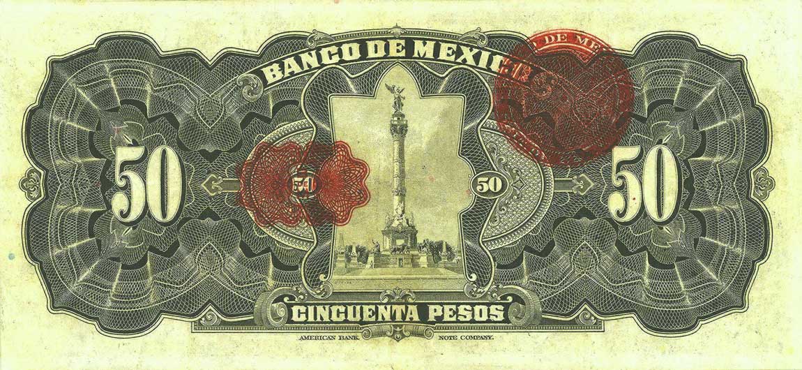 Back of Mexico p24g: 50 Pesos from 1934