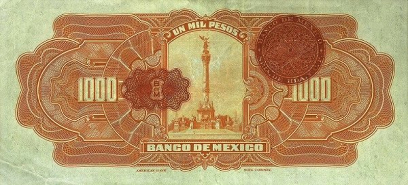 Back of Mexico p27g: 1000 Pesos from 1934
