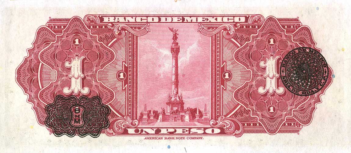 Back of Mexico p28c: 1 Peso from 1936