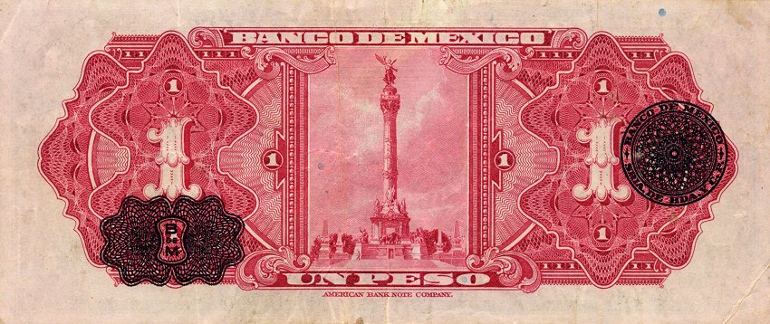 Back of Mexico p28d: 1 Peso from 1936