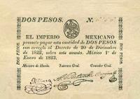 p2a from Mexico: 2 Pesos from 1823