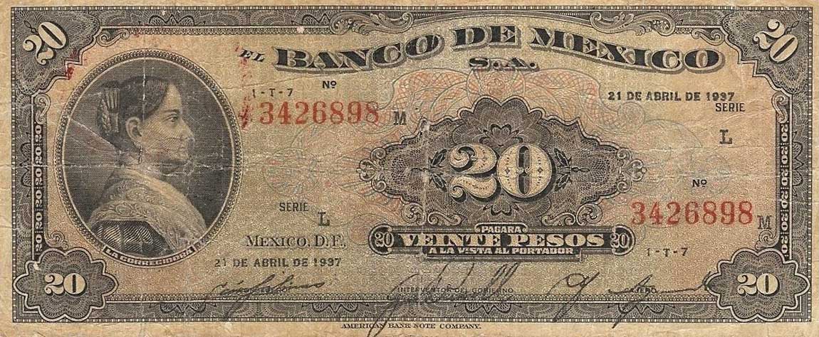 Front of Mexico p36: 20 Pesos from 1937