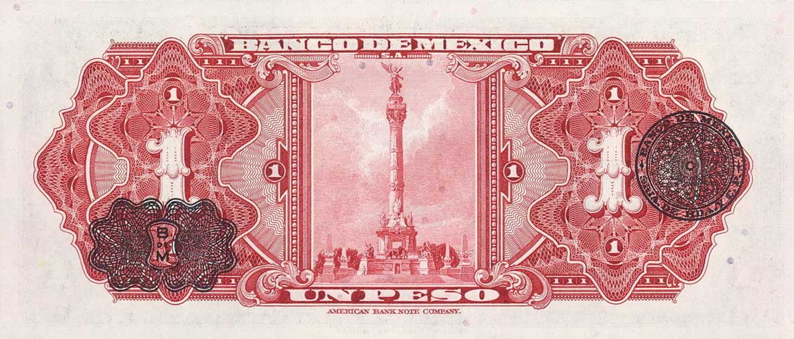 Back of Mexico p46a: 1 Peso from 1948