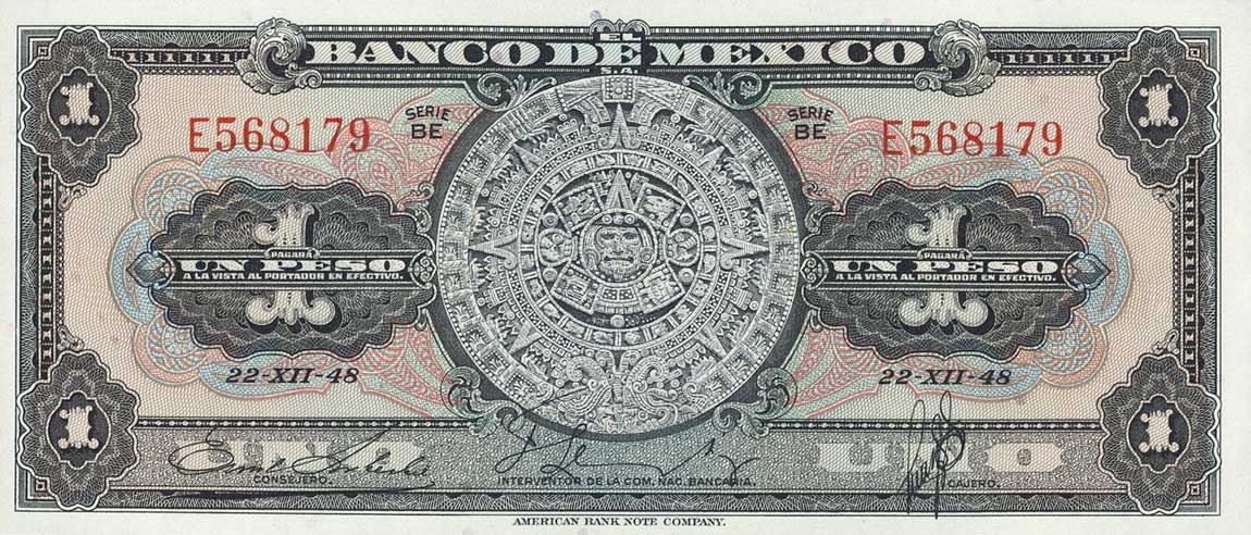 Front of Mexico p46a: 1 Peso from 1948