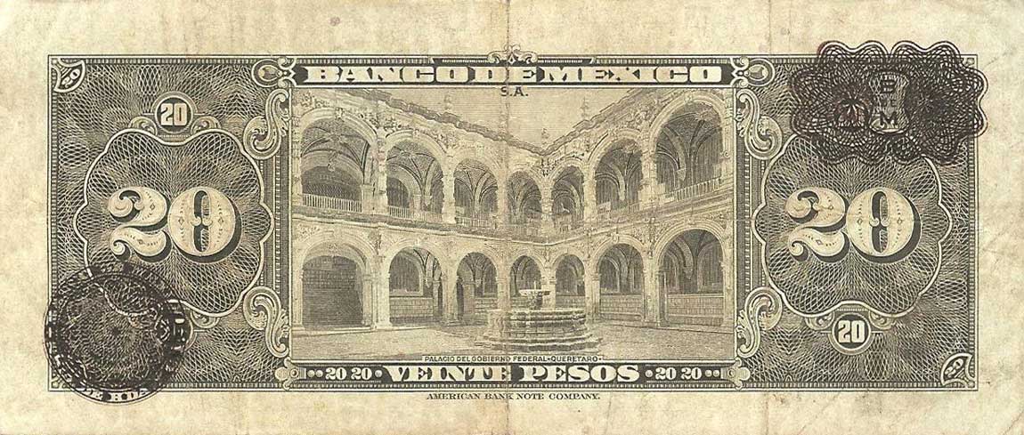 Back of Mexico p48: 20 Pesos from 1948