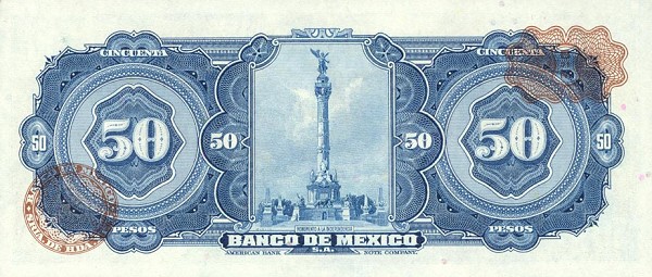 Back of Mexico p49s: 50 Pesos from 1970
