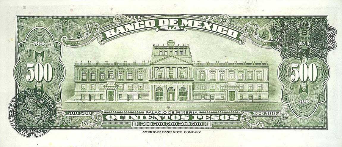 Back of Mexico p51a: 500 Pesos from 1948