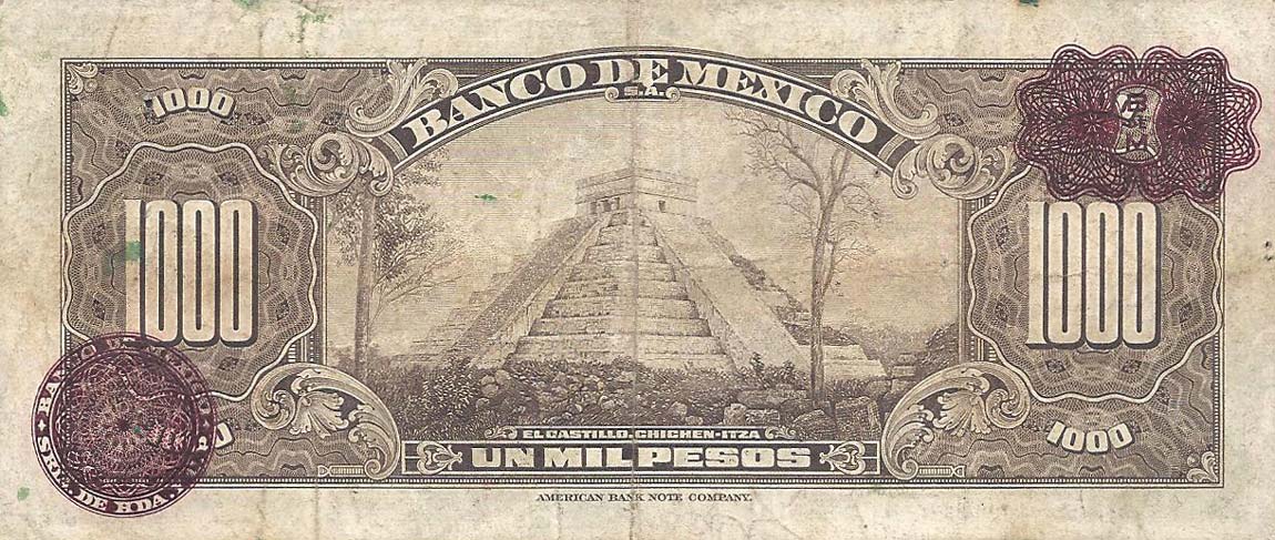 Back of Mexico p52f: 1000 Pesos from 1955