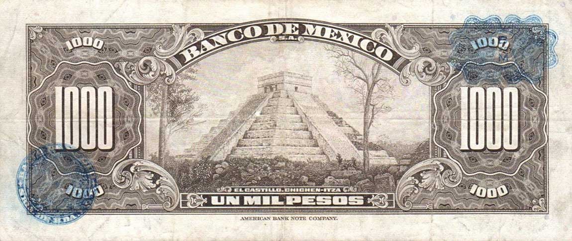 Back of Mexico p52k: 1000 Pesos from 1959