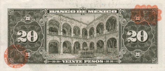 Back of Mexico p54p: 20 Pesos from 1970