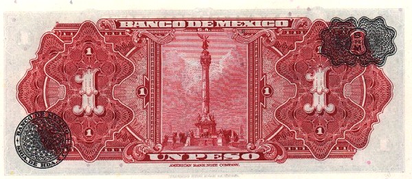 Back of Mexico p56a: 1 Peso from 1954
