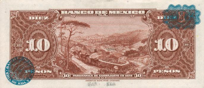 Back of Mexico p58b: 10 Pesos from 1954