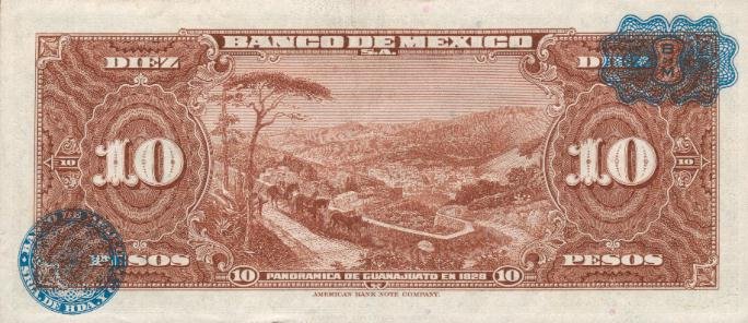 Back of Mexico p58c: 10 Pesos from 1957