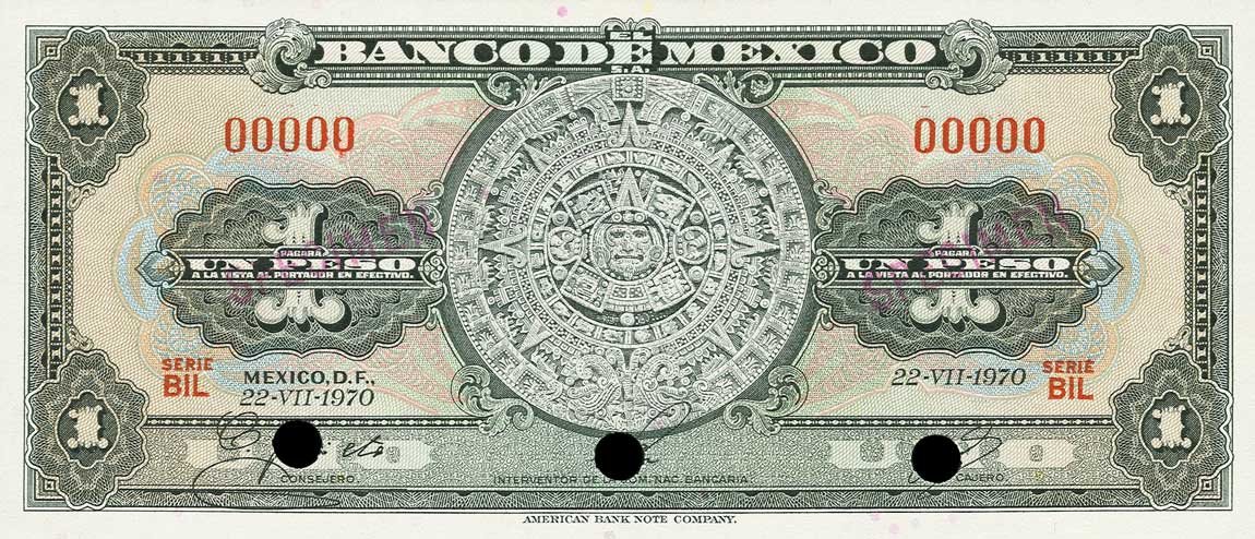 Front of Mexico p59s: 1 Peso from 1957