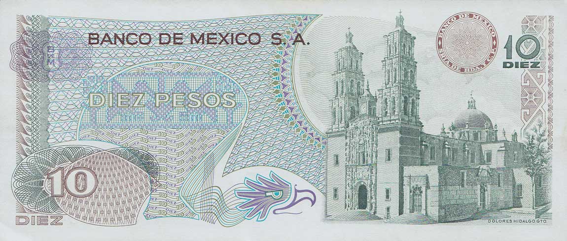 Back of Mexico p63c: 10 Pesos from 1970