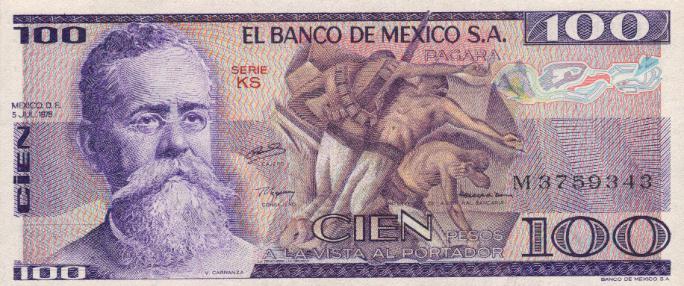 Front of Mexico p68a: 100 Pesos from 1978