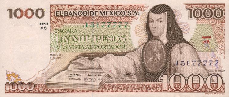 Front of Mexico p70a: 1000 Pesos from 1978