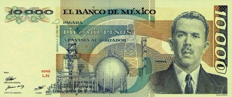 Front of Mexico p89d: 10000 Pesos from 1987