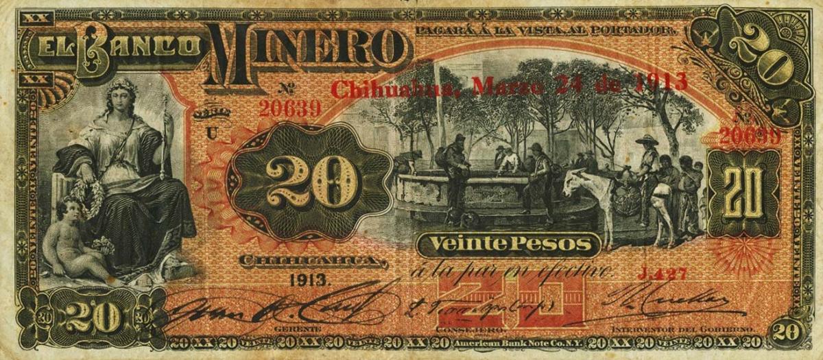 Front of Mexico pS165Bd: 20 Pesos from 1910