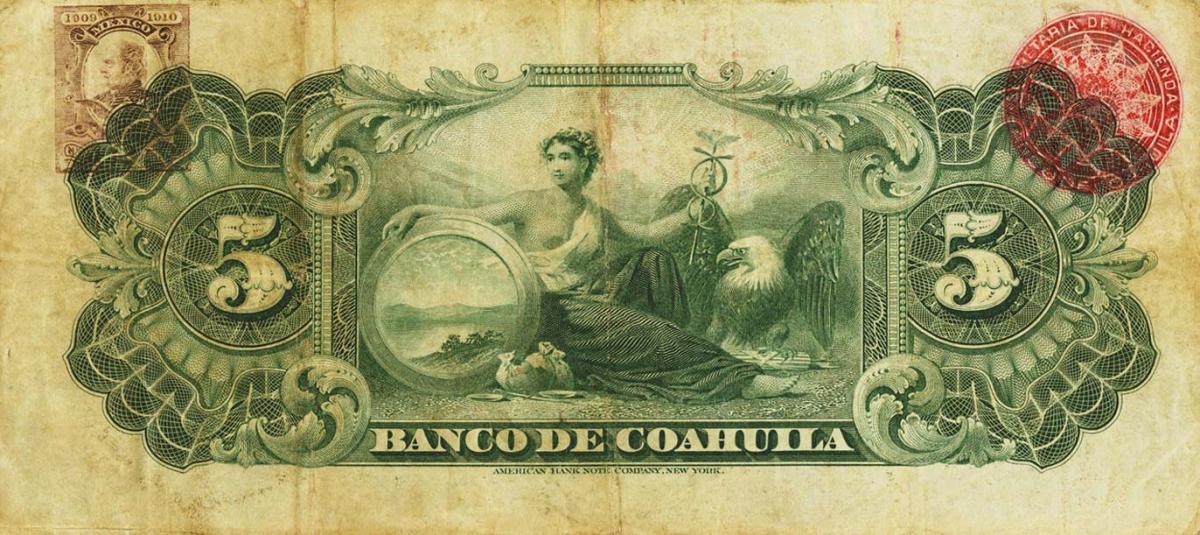 Back of Mexico pS195b: 5 Pesos from 1898