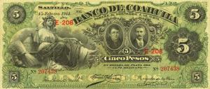 pS195c from Mexico: 5 Pesos from 1898
