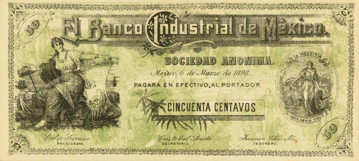 Front of Mexico pS205: 50 Centavos from 1898