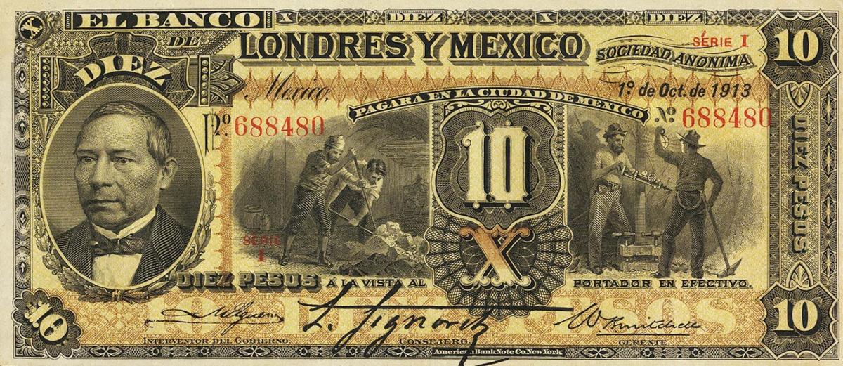 Front of Mexico pS234e: 10 Pesos from 1889