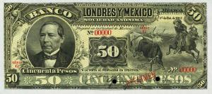 pS236s from Mexico: 50 Pesos from 1889