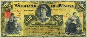 pS262b from Mexico: 500 Pesos from 1885