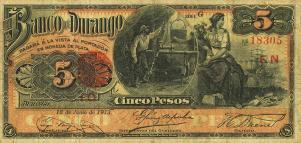 pS273d from Mexico: 5 Pesos from 1891