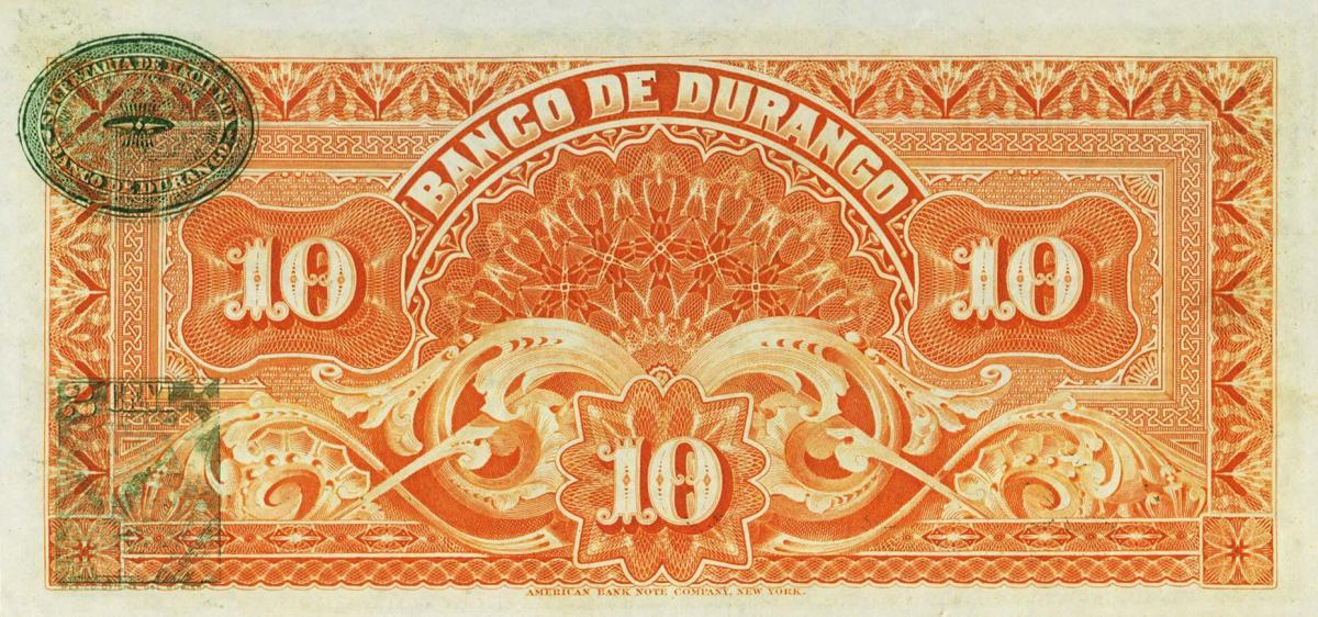 Back of Mexico pS274d: 10 Pesos from 1891