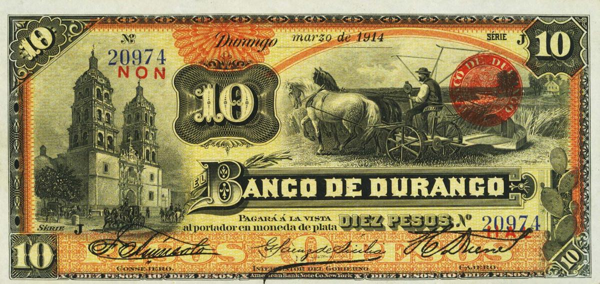 Front of Mexico pS274d: 10 Pesos from 1891