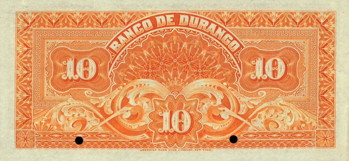 Back of Mexico pS274s3: 10 Pesos from 1891