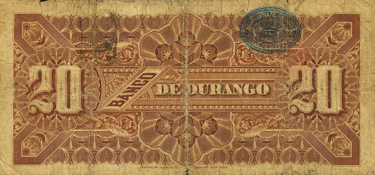 Back of Mexico pS275b: 20 Pesos from 1891