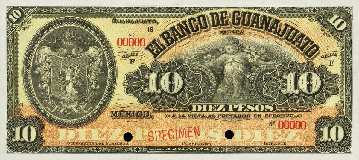 Front of Mexico pS290s: 10 Pesos from 1900