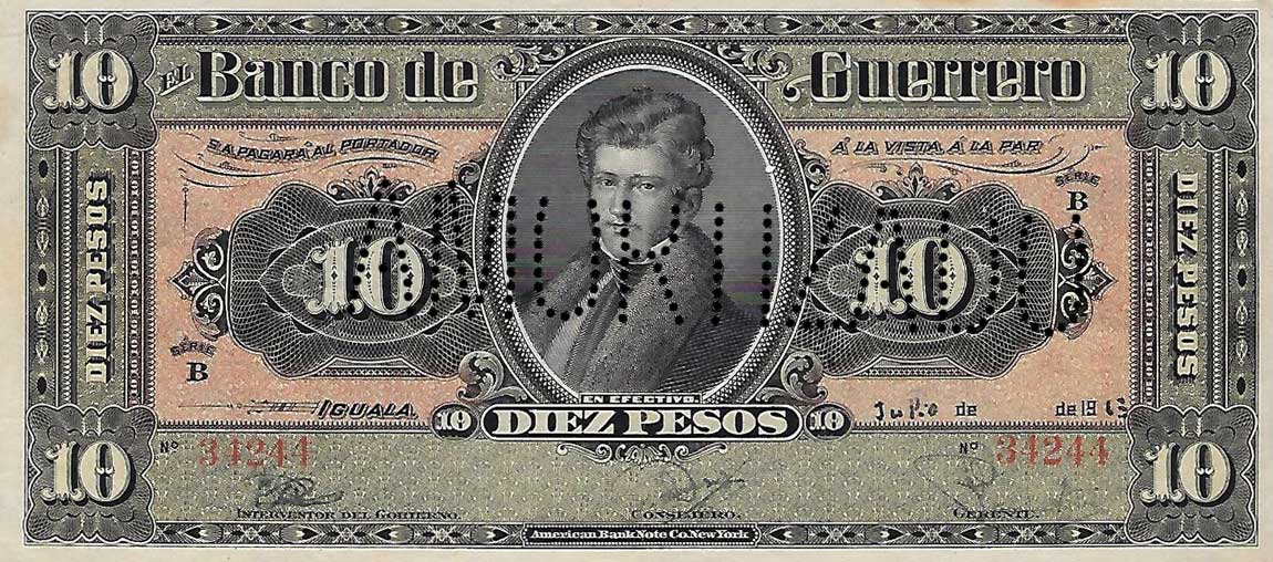 Front of Mexico pS299b: 10 Pesos from 1906