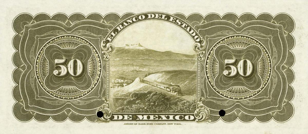 Back of Mexico pS332s: 50 Pesos from 1898
