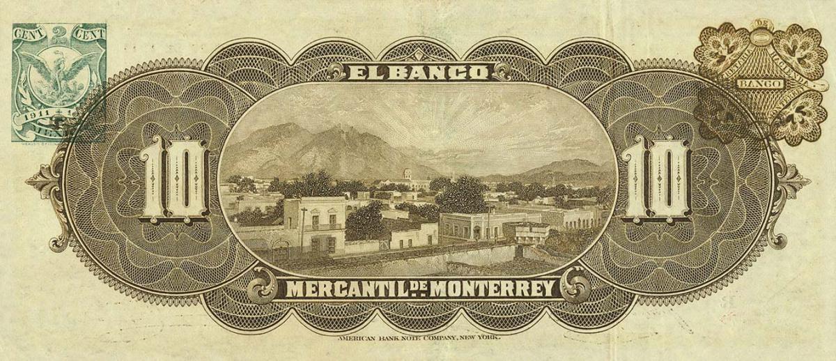 Back of Mexico pS353Ab: 10 Pesos from 1906
