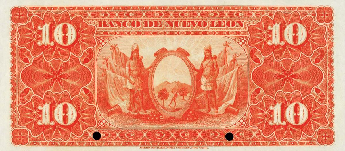 Back of Mexico pS361s: 10 Pesos from 1895