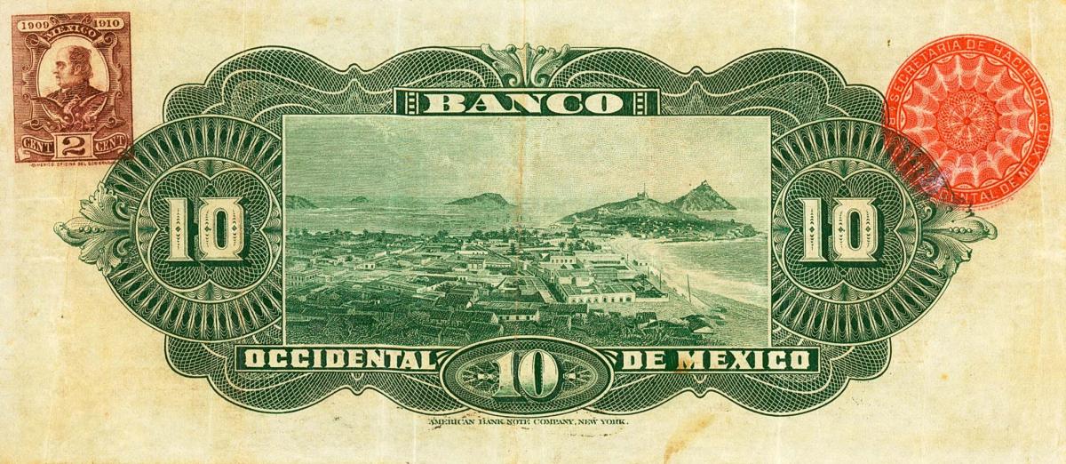 Back of Mexico pS409b: 10 Pesos from 1900