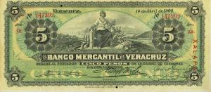 pS437f from Mexico: 5 Pesos from 1898