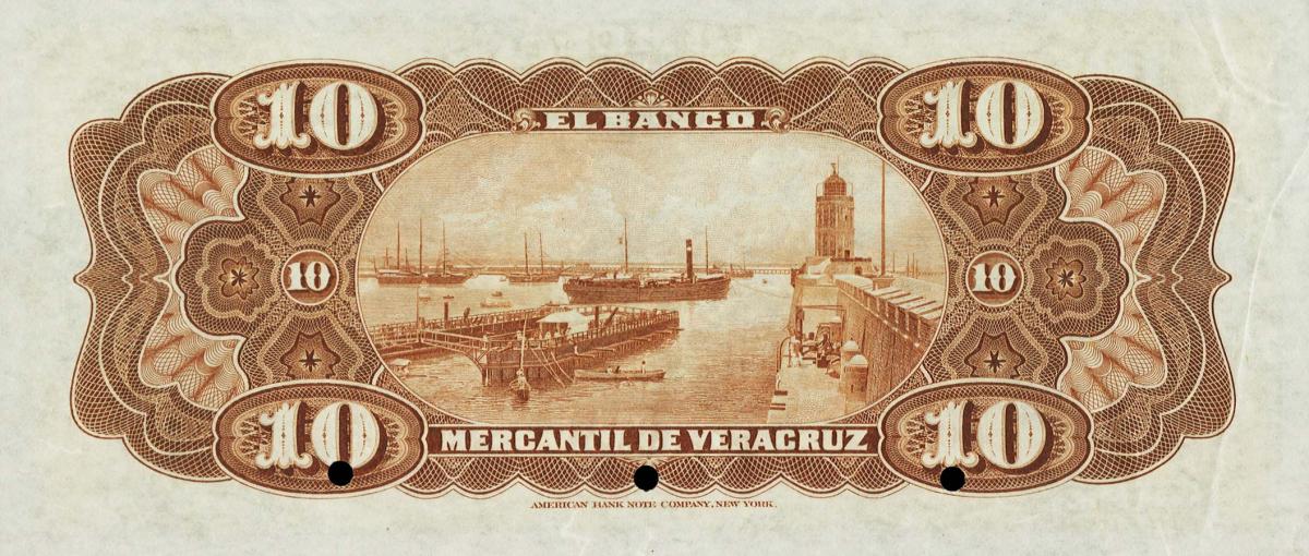 Back of Mexico pS438s: 10 Pesos from 1898
